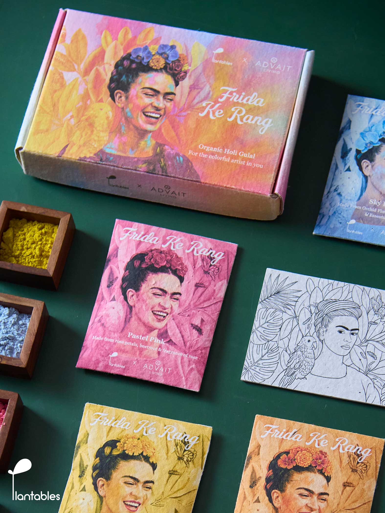 Frida ke Rang | Holi Art Kit | Organic Gulals & Plantable Postcards