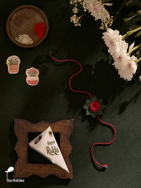 Rose Bouquet Rakhi in a cone gift box, plantable seed paper rose design