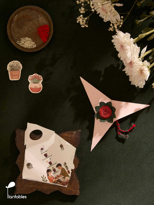 Rose Bouquet Rakhi in a cone gift box, plantable seed paper rose design