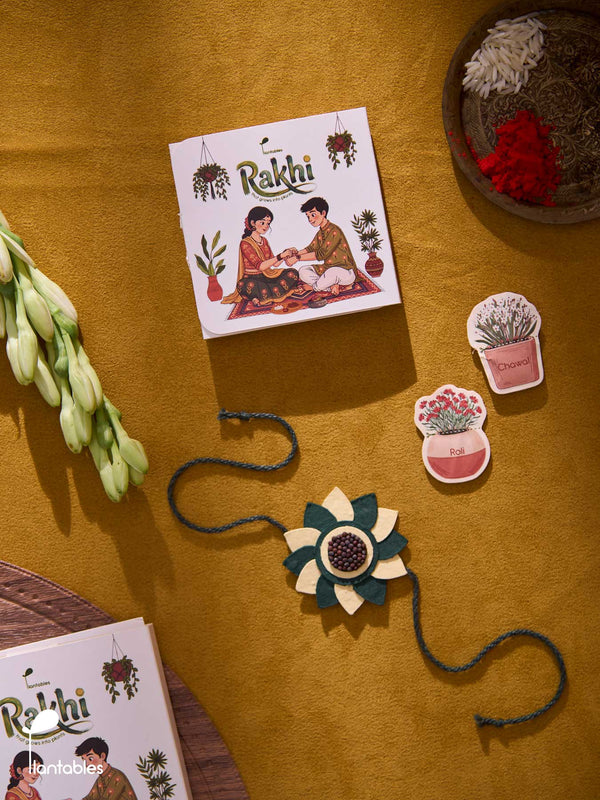 Whorlwind Rakhi, layered petal design in plantable seed paper