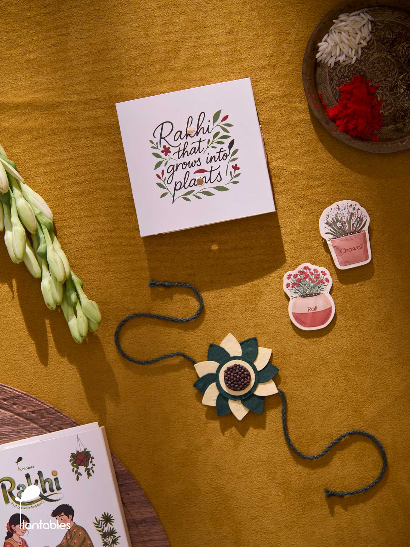Whorlwind Rakhi, layered petal design in plantable seed paper